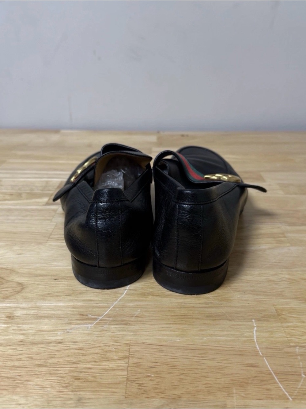 GUCCI Black Leather GG Web Loafer Men's Italy Size 41 428609 04W US Size 8.5